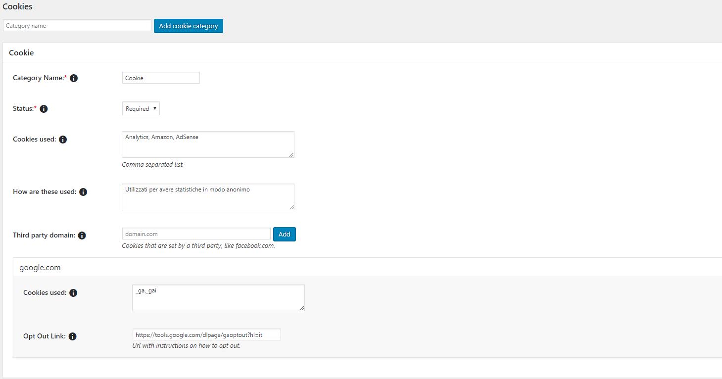 GDPR Plugin WordPress Settings