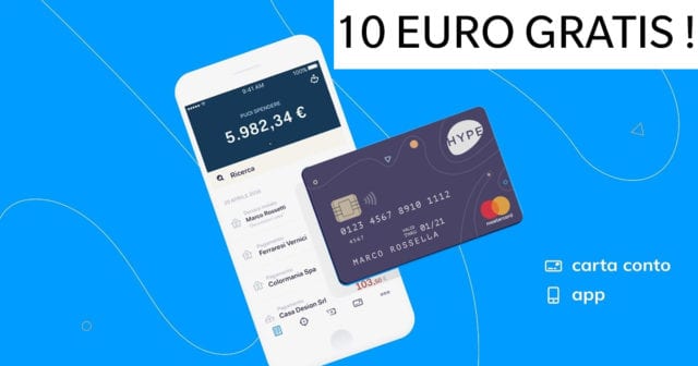 Come ottenere 20 euro gratis con HYPE Carta Hype 10 Euro Gratis