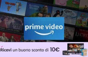 Amazon regala 10€, guardando un video Amazon Prime Video regala buono 10€