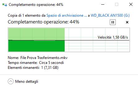WD Black AN1500 Prova Trasferimento SSD NVMe
